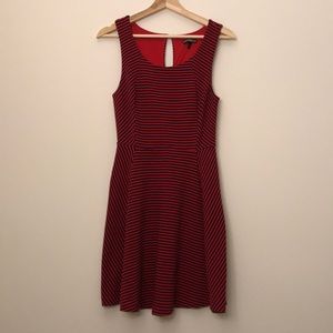Express Red and Blue Striped Skater Dress